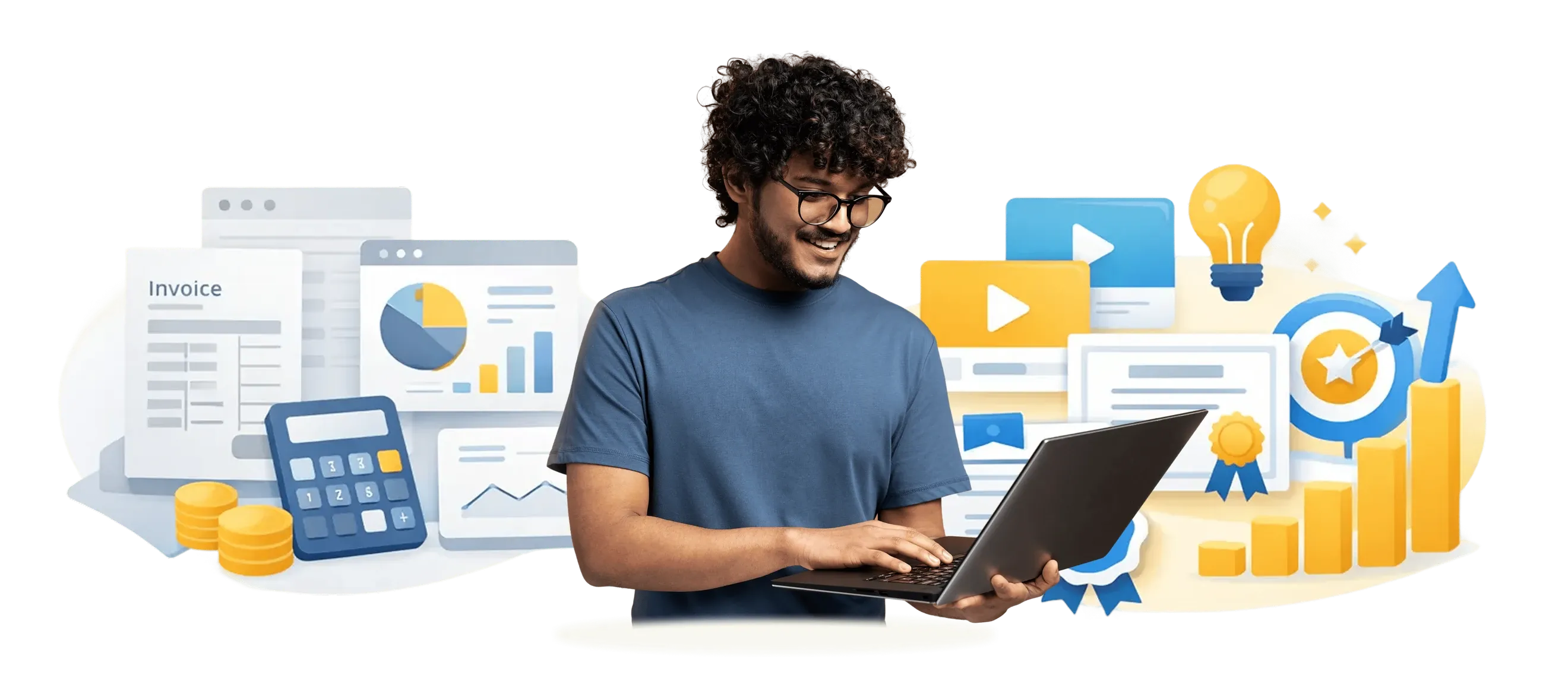 Business learning: invoices, reports, video lessons and growth